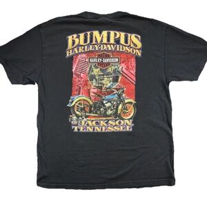 Harley-Davidson Jackson Tennessee T Shirt Men's Large Black Biker Y2K Grunge VTG
